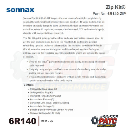 6R140 Transmission Valve Body Repair Shifts Kit | Sonnax 6R140-ZIP