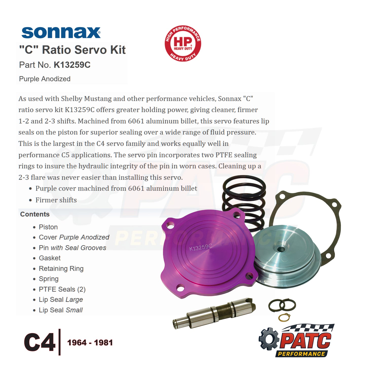 C4 Performance Band Servo, C-Ratio Servo Kit | Sonnax K13259C