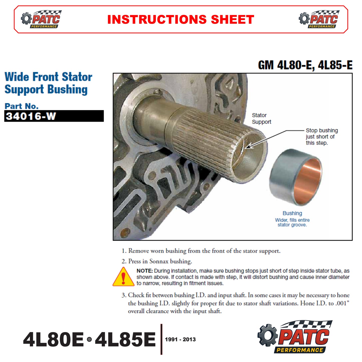 4L80E 4L85E Performance WIDE Stator Bushing - Sonnax 34016-W