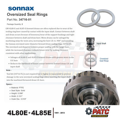 4L80E 4L85E Performance Turbine Shaft Fatty Sealing Rings - Sonnax 34716-01