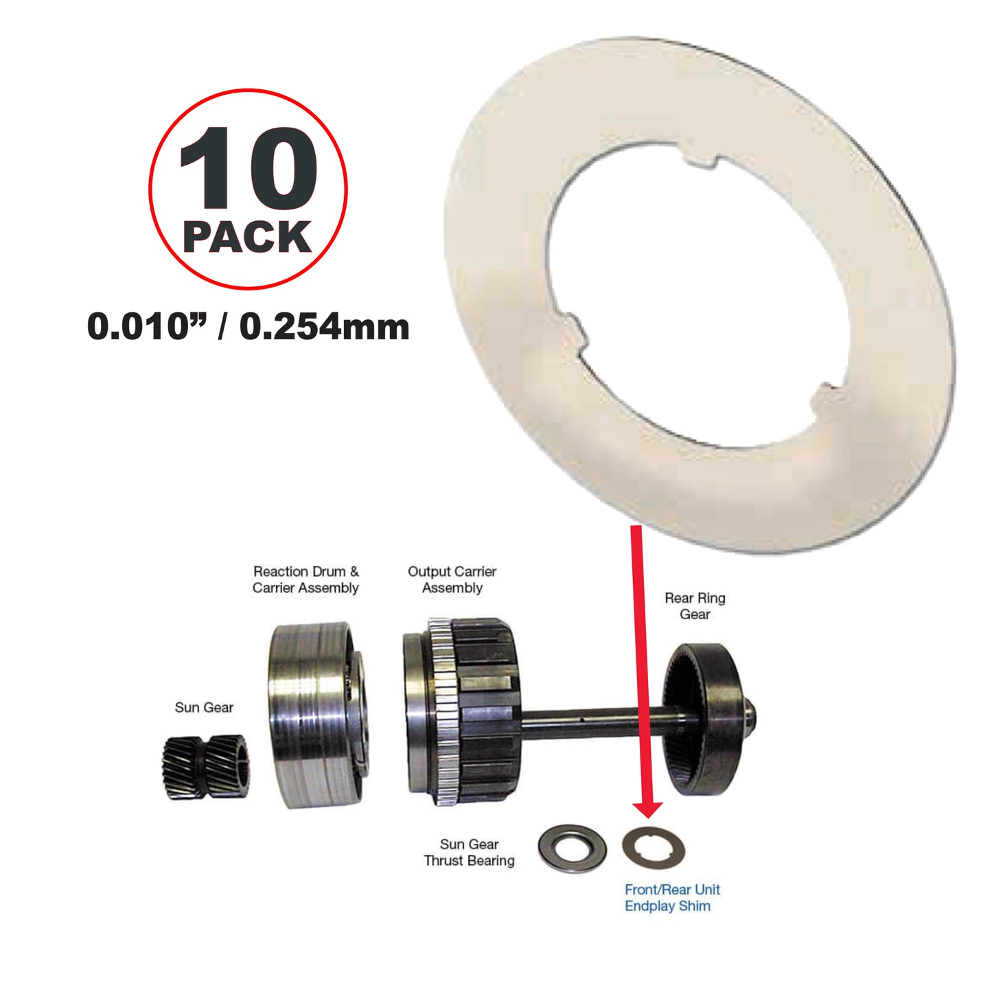 4L80E 4L85E Rear End-Play Shim 0.010" (10-pack) - Sonnax 34500-Z