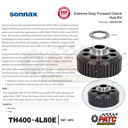 TH400 4L80E Forward Clutch Hub Kit Extreme Duty - Sonnax 34322-02K