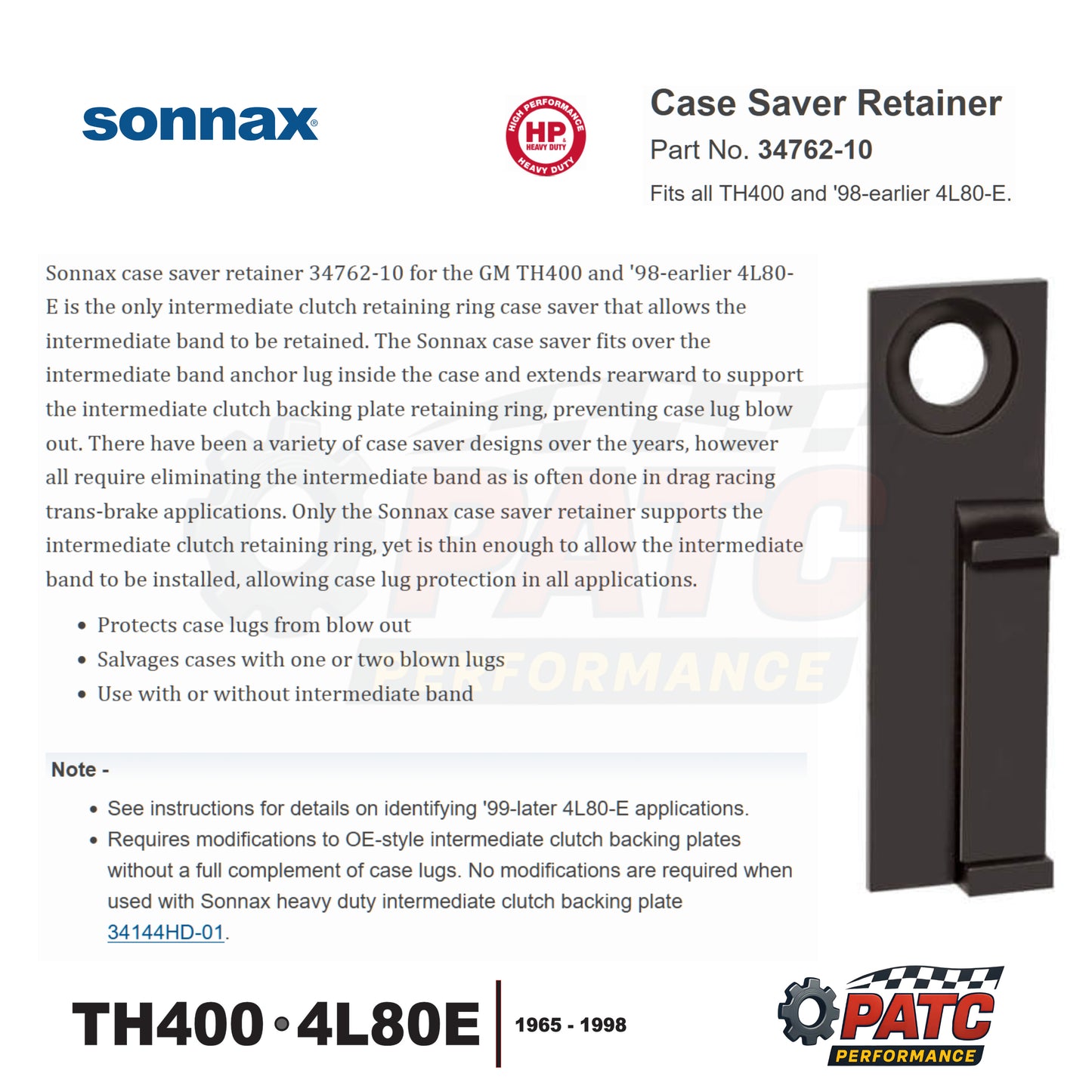 TH400 4L80E Case Saver - Snap Ring Retainer - Sonnax 34762-10