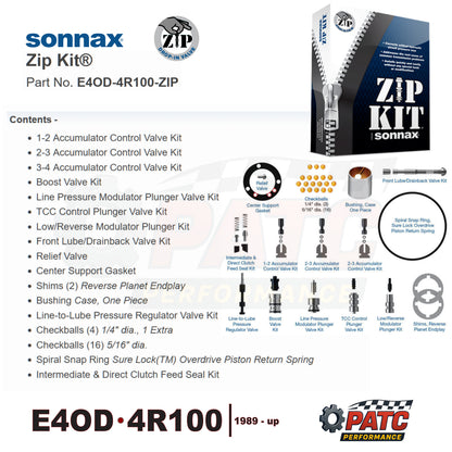 E4OD 4R100 Performance Transmission Zip Kit® | Sonnax E4OD-4R100-ZIP