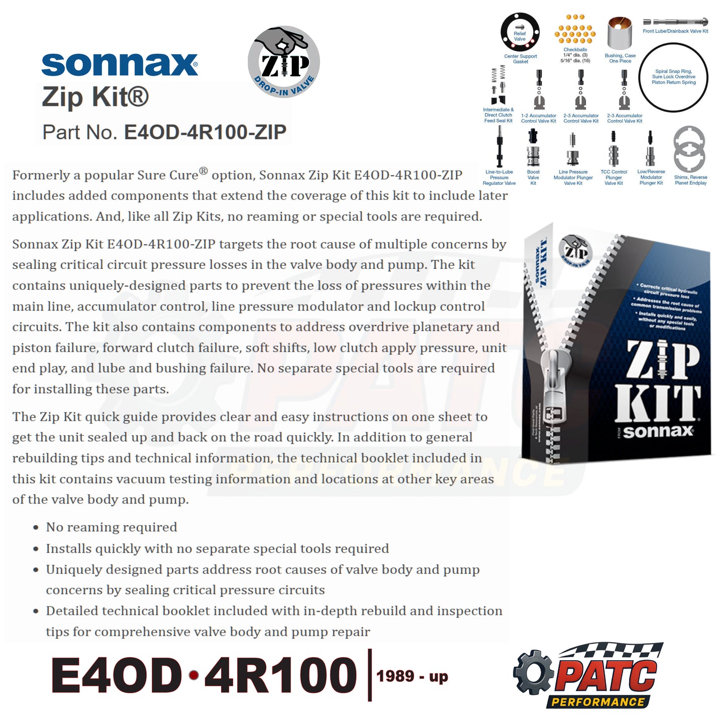E4OD 4R100 Performance Transmission Zip Kit® | Sonnax E4OD-4R100-ZIP