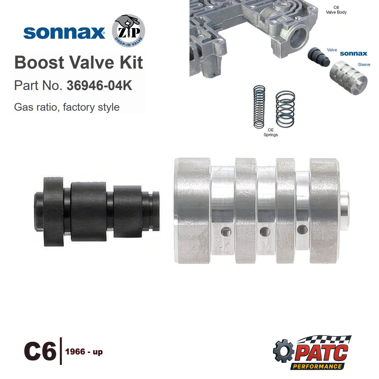 C6 Transmission Boost Valve Kit - GAS Ratio  | Sonnax 36946-04K