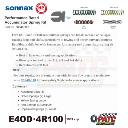 E4OD 4R100 Performance Rated Accumulator Spring Kit | Sonnax 36948-18K