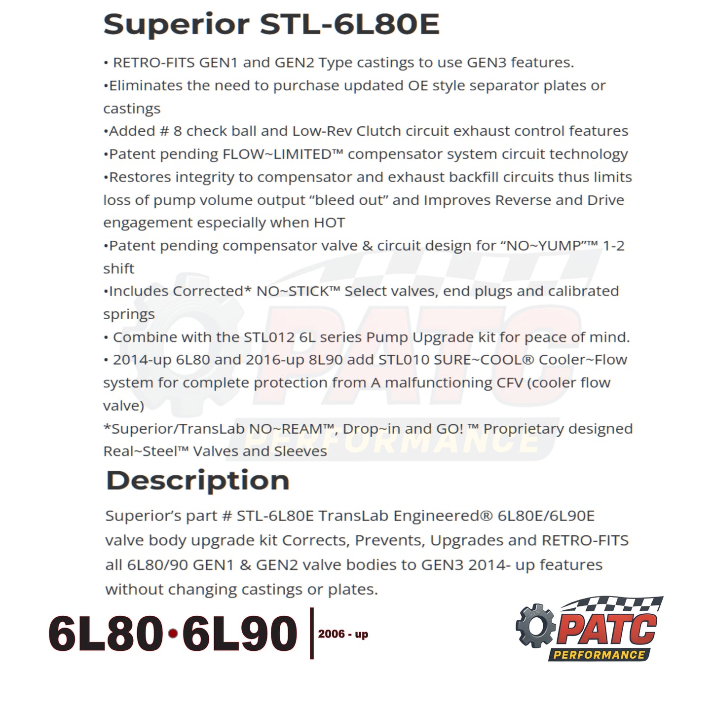 6L80 6L90 Valve Body Repair Kit - Superior STL-6L80E