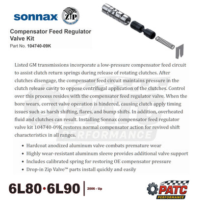 6L80 6L90 Compensator Feed Regulator Valve Kit | Sonnax 104740-09K