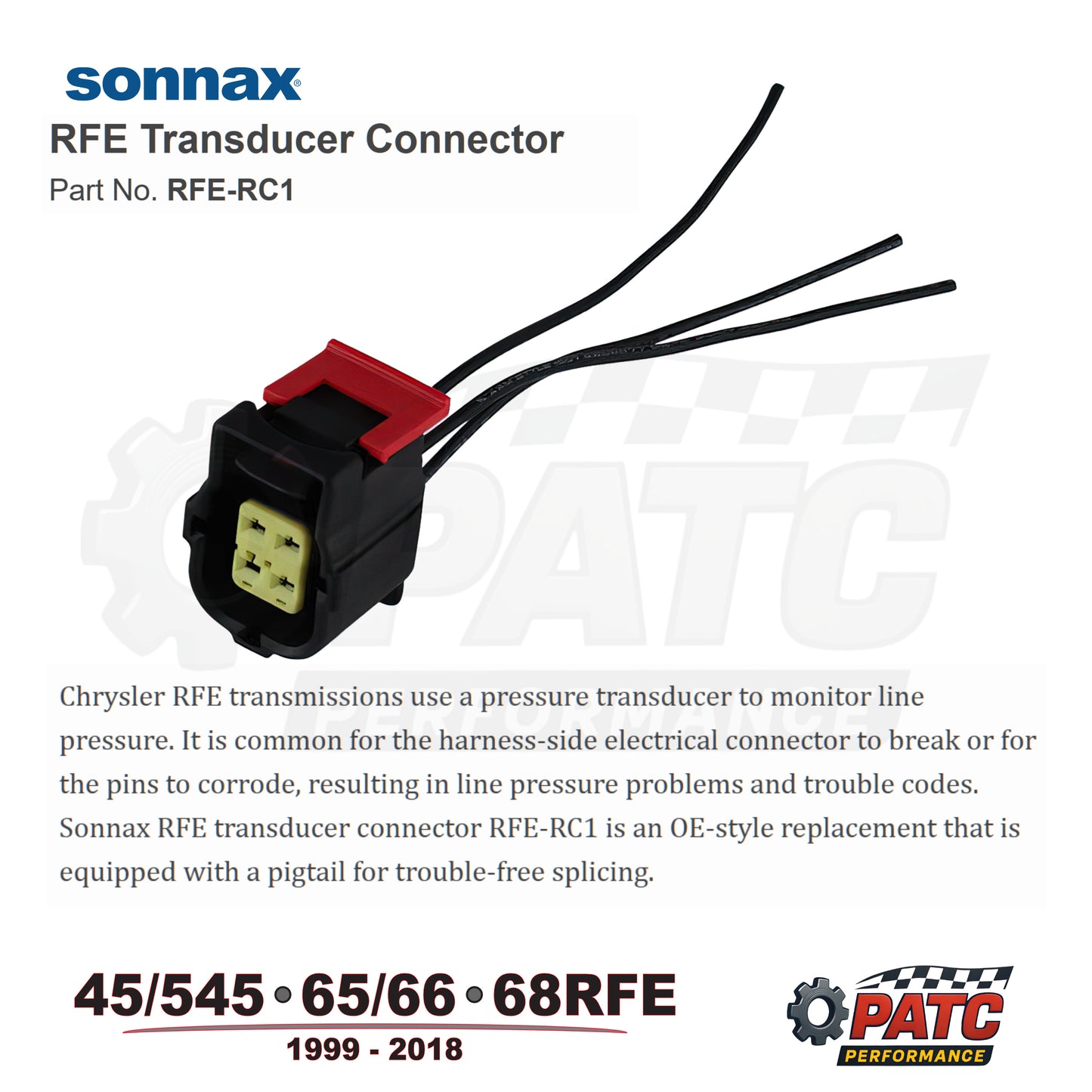 1999-2024 45/545/68RFE - Harness Repair - Transducer Connector Pigtail Kit | Sonnax RFE-RC1