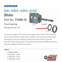 700R4/4L60E End-play Shim (Front) 0.015" 10pk - Sonnax 77409-15