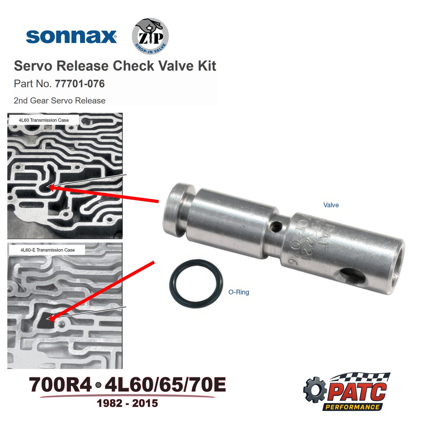 700R4 4L60E Servo Piston Release Check Valve Kit | Sonnax 77701-076