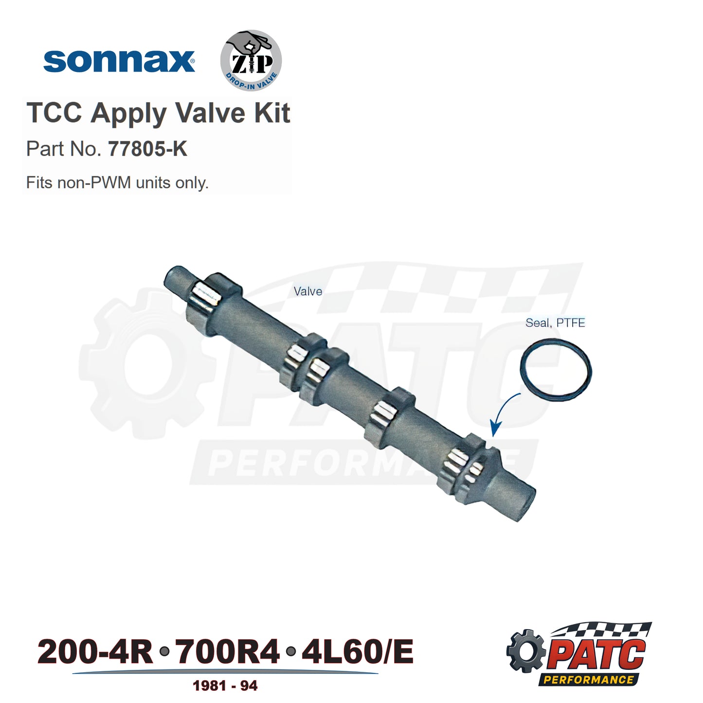 200-4R 700R4 4L60E TCC Apply Valve Kit non-PWM | Sonnax 77805-K