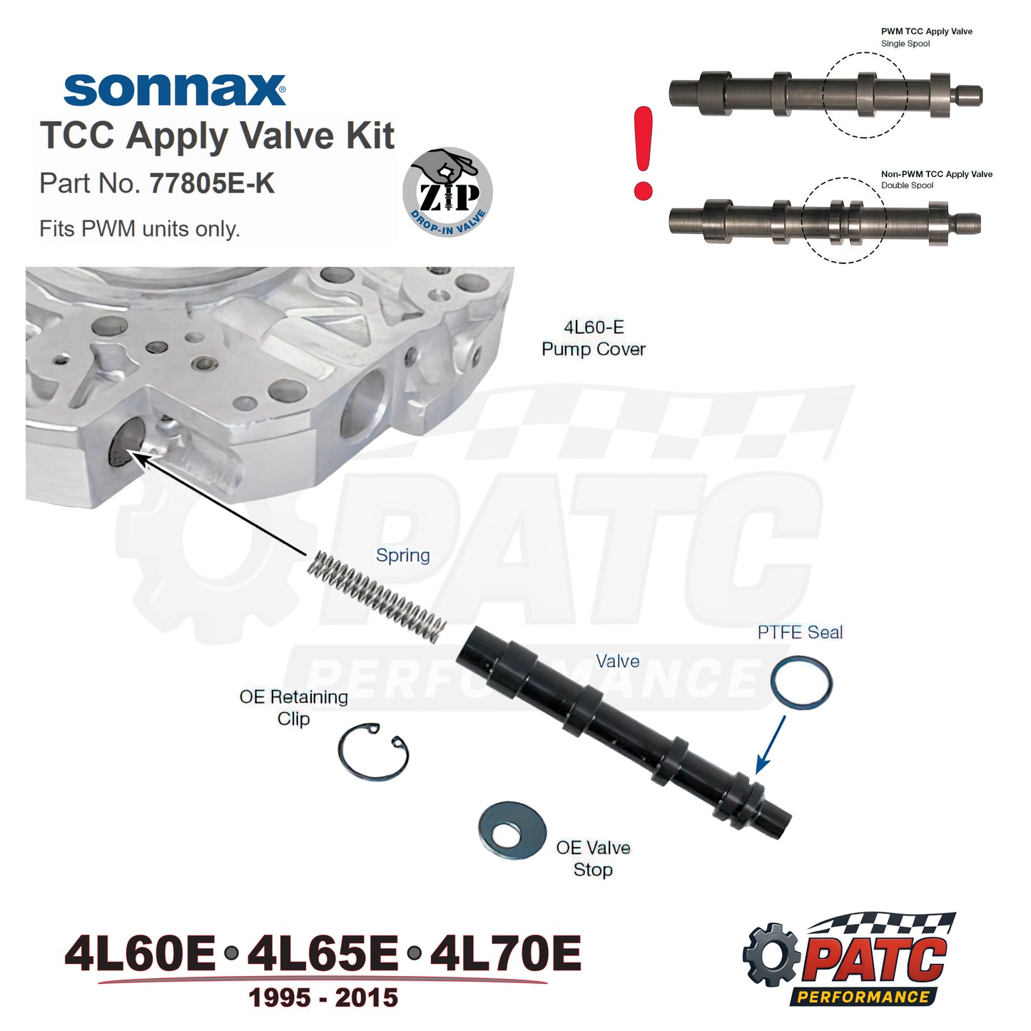 4L60E 4L65/70E TCC Apply Valve Kit PWM-Type | Sonnax 77805E-K