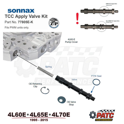 4L60E 4L65/70E TCC Apply Valve Kit PWM-Type | Sonnax 77805E-K