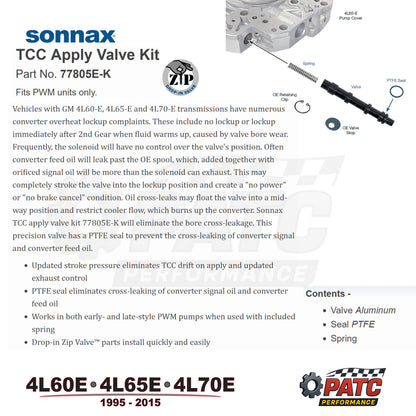 4L60E 4L65/70E TCC Apply Valve Kit PWM-Type | Sonnax 77805E-K