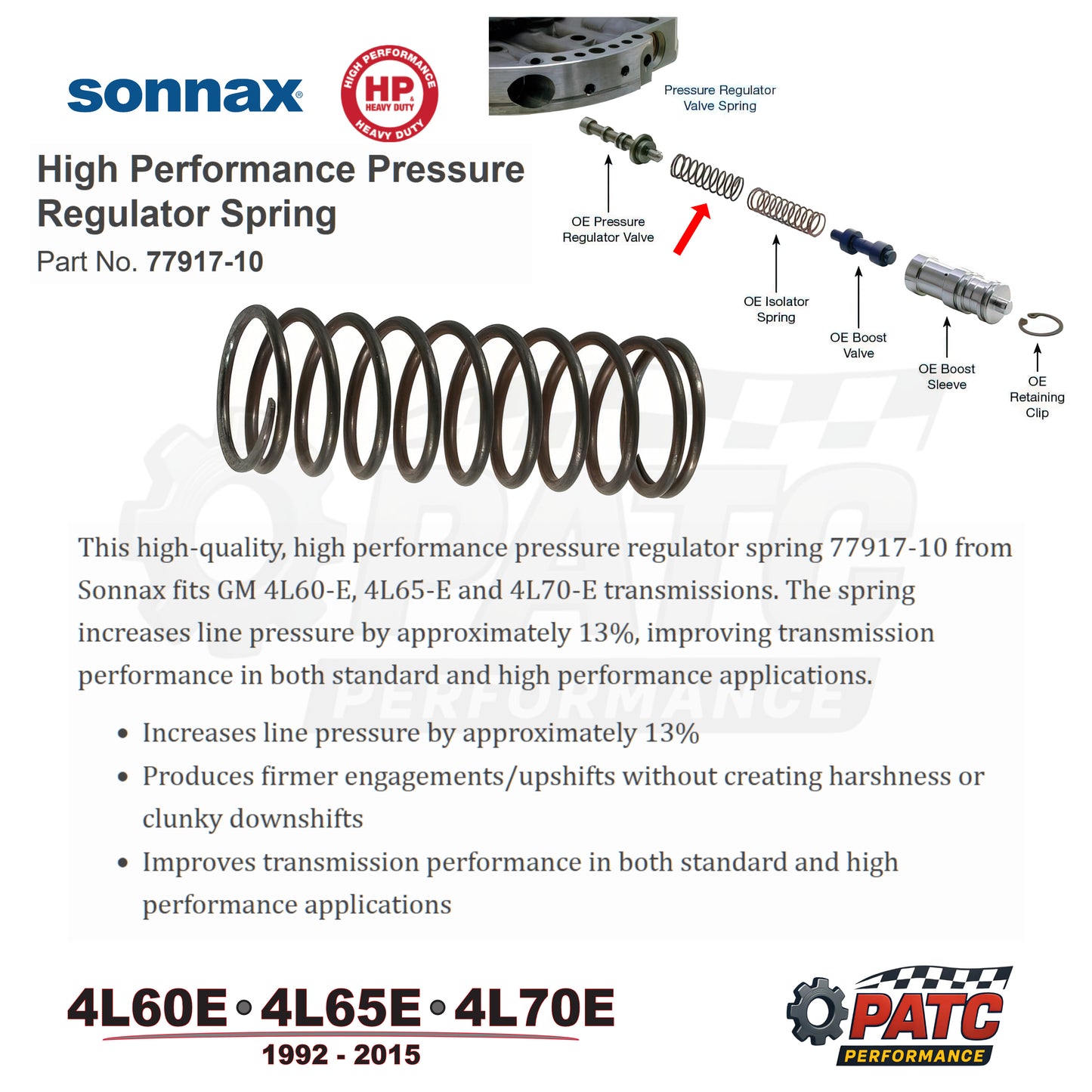 4L60E-4L65/70E High Performance Pressure Regulator Spring | Sonnax 77917-10