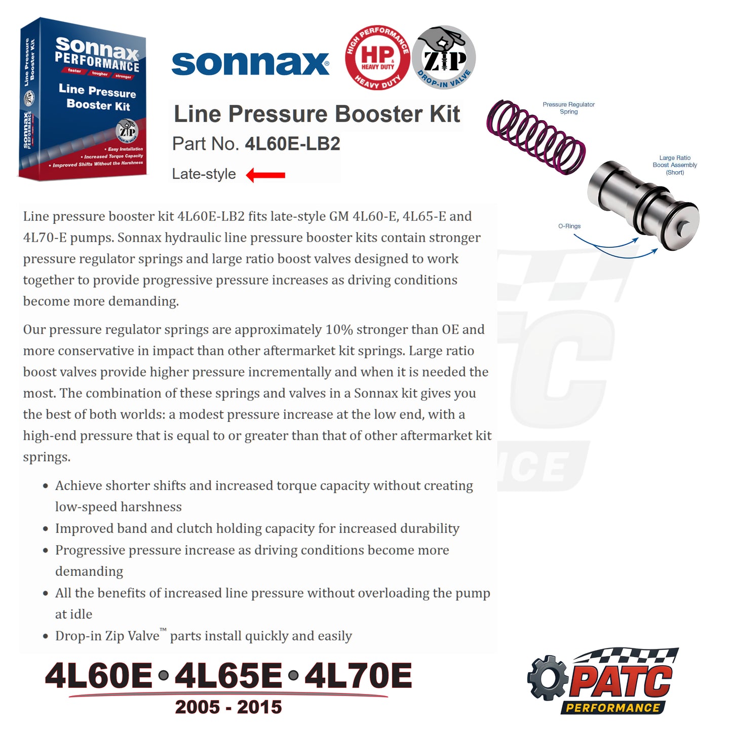 2005-2015 4L60E-4L65/70E Pump Pressure Booster Valve Kit | Sonnax 4L60E-LB2
