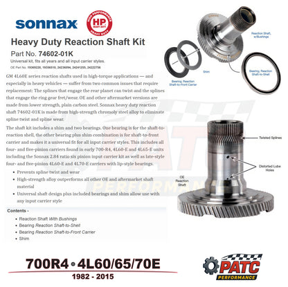 4L60/65/70E Performance HD Reaction Shaft Kit | Sonnax HP 74602-01K