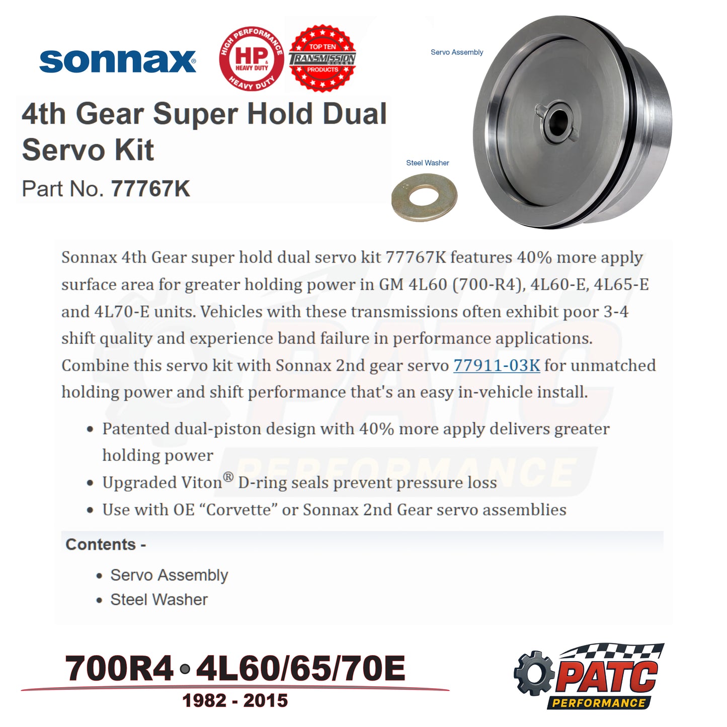 700R4 4L60E Performance Billet Band Servo Kit 4th Gear | Sonnax HP 77767K