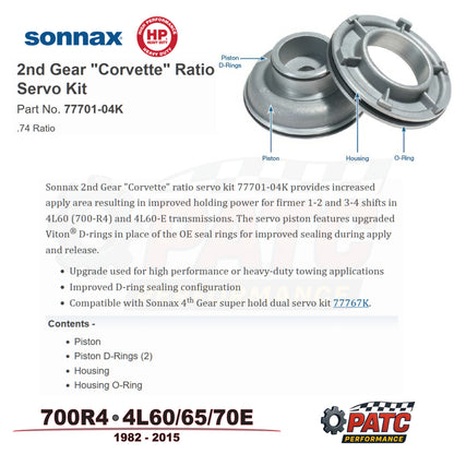 700R4 4L60E Performance Corvette Ratio Band Servo Kit 2nd Gear | Sonnax HP 77701-04K
