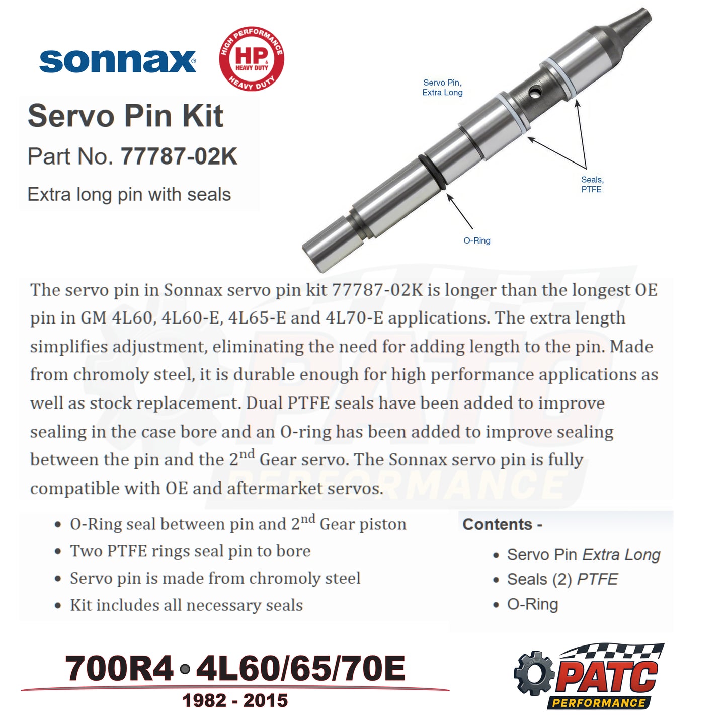 700R4 4L60E Performance Band Servo Pin | Sonnax HP 77787-02K