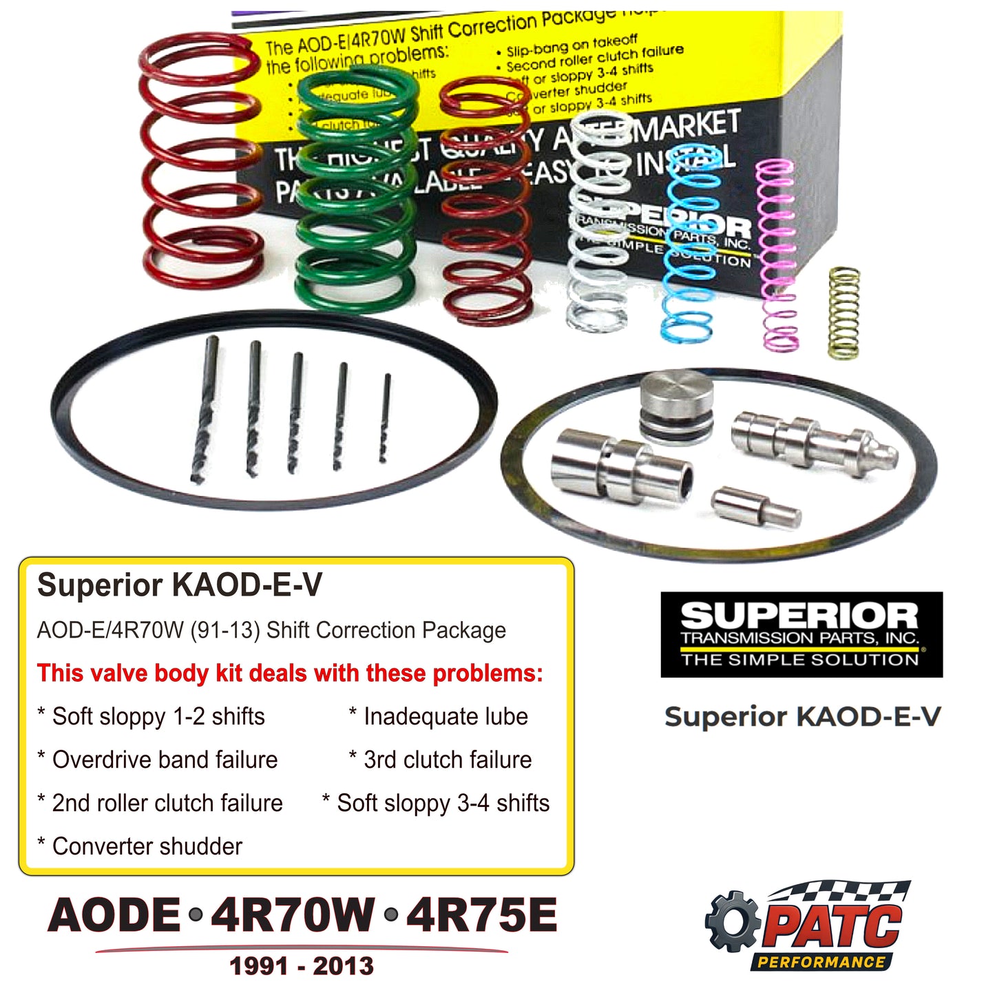 AODE 4R70W 4R75 Valve Body Repair Shift Correction Kit, Superior KAOD-E-V