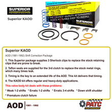 AOD Valve Body Repair Shift Correction Kit, Superior KAOD