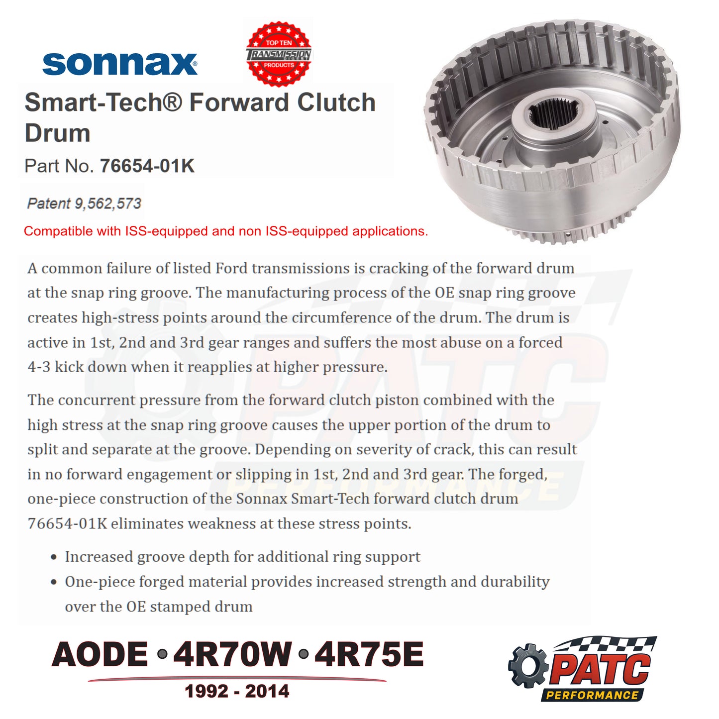 4R70 4R75 AODE Forward Clutch Drum HD SmartTech | Sonnax 76654-01K