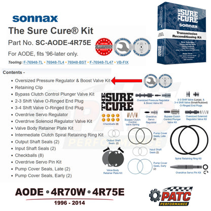 1996-UP 4R70 4R75 AODE Valve Body Repair - Sure Cure | Sonnax SC-AODE-4R75E