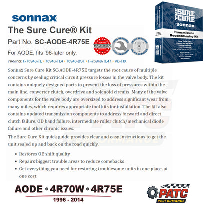 1996-UP 4R70 4R75 AODE Valve Body Repair - Sure Cure | Sonnax SC-AODE-4R75E