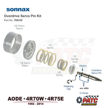 AODE 4R70W 4R75 O-ringed Overdrive Servo Piston Pin Kit | Sonnax 76833E