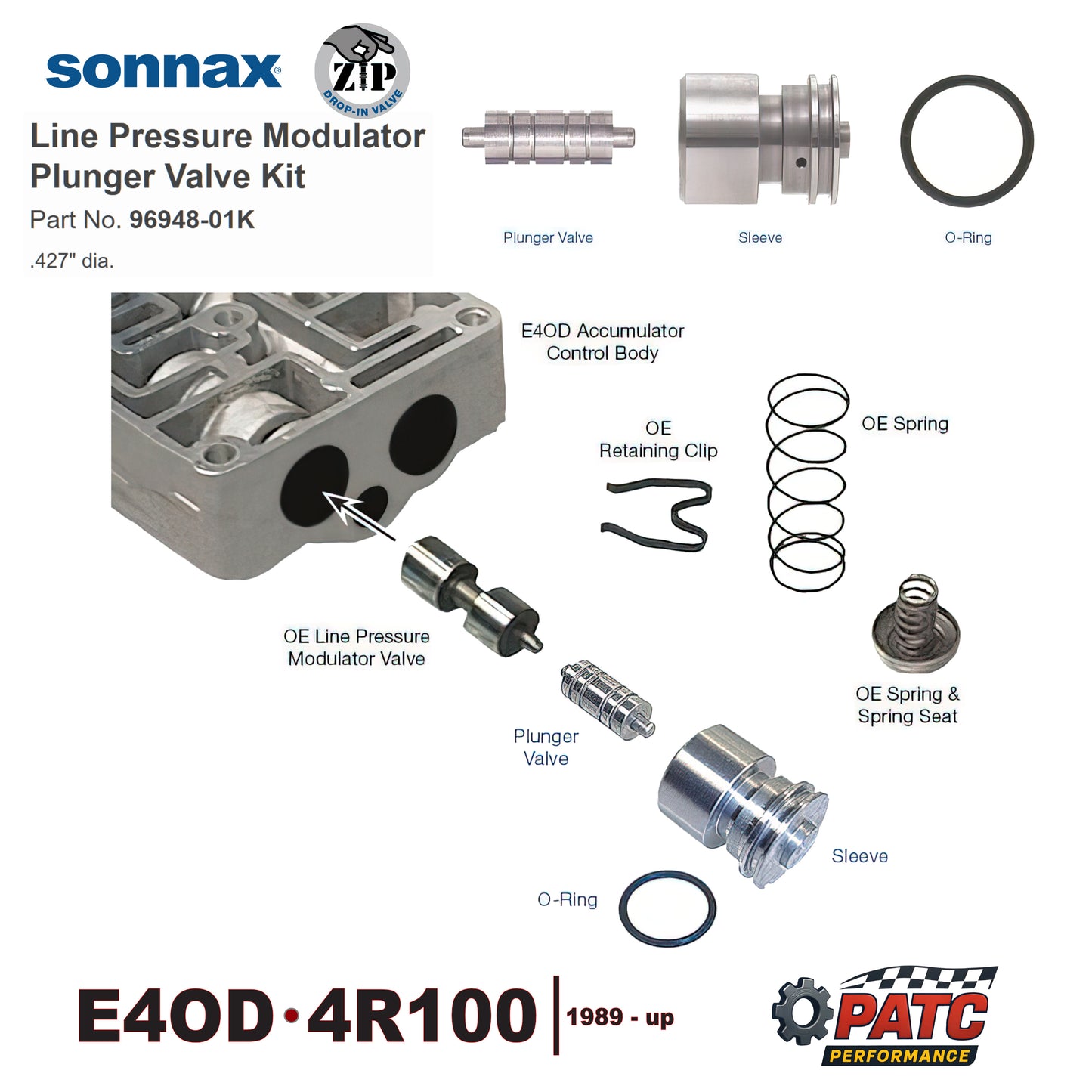 E4OD 4R100 Performance Line Pressure Mod Kit | Sonnax 96948-01K