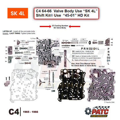 C4 SHIFT KIT® Valve Body Repair Kit 1965-66 | TransGo SK-4L