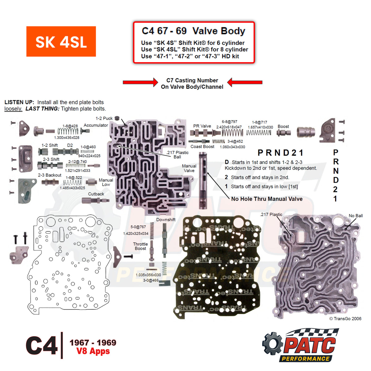 C4 SHIFT KIT® Valve Body Repair Kit 1967-69 - 8cyl | TransGo SK-4SL ...