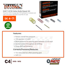 C4 SHIFT KIT® Valve Body Repair Kit 1970-72 | TransGo SK4-71