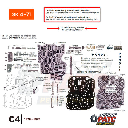C4 SHIFT KIT® Valve Body Repair Kit 1970-72 | TransGo SK4-71