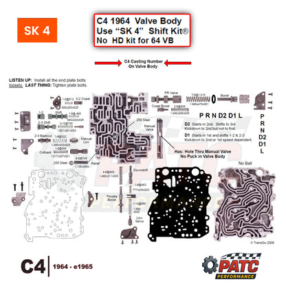 C4 SHIFT KIT® Valve Body Repair Kit 1964-E65 | TransGo SK-4