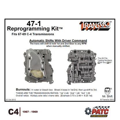 C4 Performance Valve Body Reprogramming Kit™ 1967-69 | TransGo 47-1