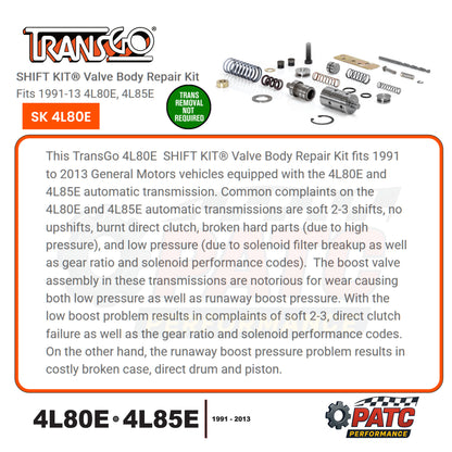4L80E 4L85E Valve Body Repair Kit - TransGo SK-4L80E