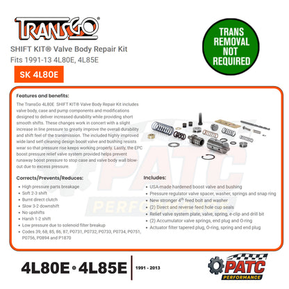 4L80E 4L85E Valve Body Repair Kit - TransGo SK-4L80E