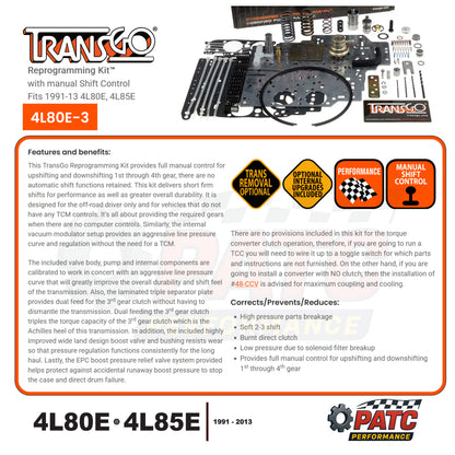 4L80E 4L85E Fully-Manual Performance Reprogramming Kit™ - TransGo 4L80E-HD3