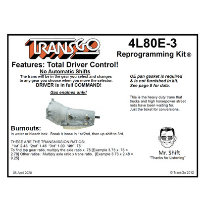 4L80E 4L85E Fully-Manual Performance Reprogramming Kit™ - TransGo 4L80E-HD3