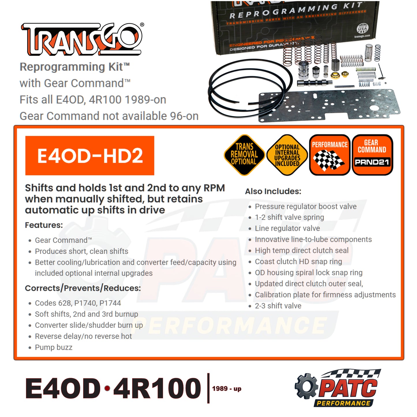 E4OD - 4R100 Performance Valve Body Reprogramming Kit™ | TransGo E4OD-HD2