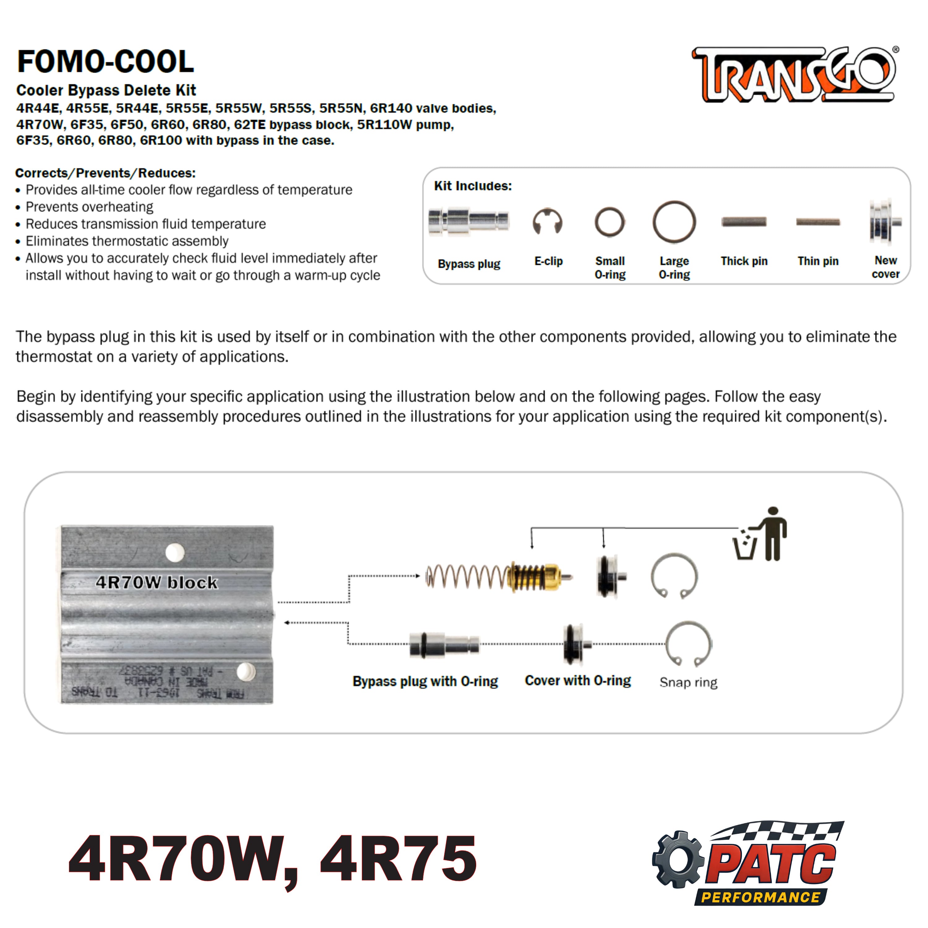 Ford Cooler Flow Bypass Delete Kit - TransGo FOMO-COOL