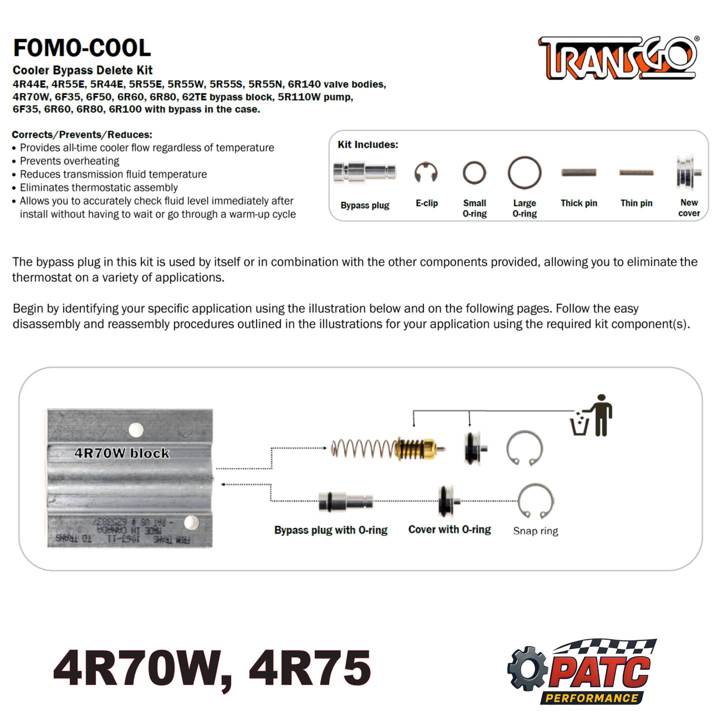 Ford Cooler Flow Bypass Delete Kit - TransGo FOMO-COOL