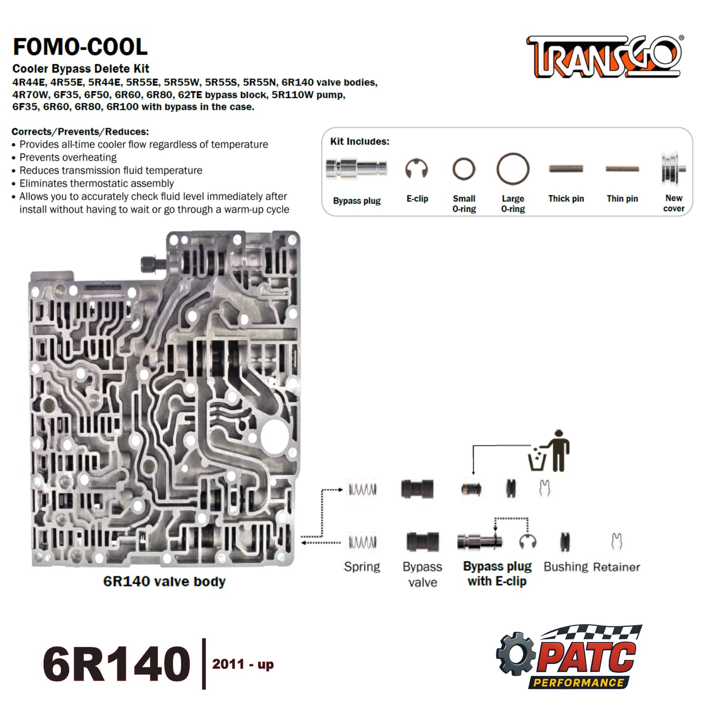 Ford Cooler Flow Bypass Delete Kit - TransGo FOMO-COOL