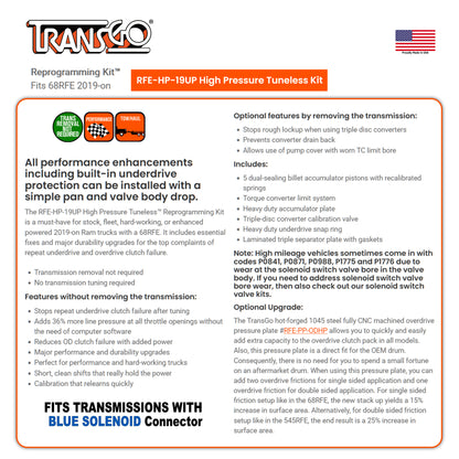 TransGo Tuneless Technology VB Kit 68RFE 2019-up RAM Jeep Dodge (RFE-HP-19UP)