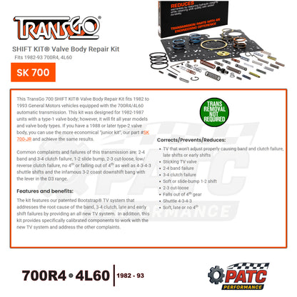 1982-93 700R4 4L60 Valve Body Repair Shift Kit | TransGo SK-700