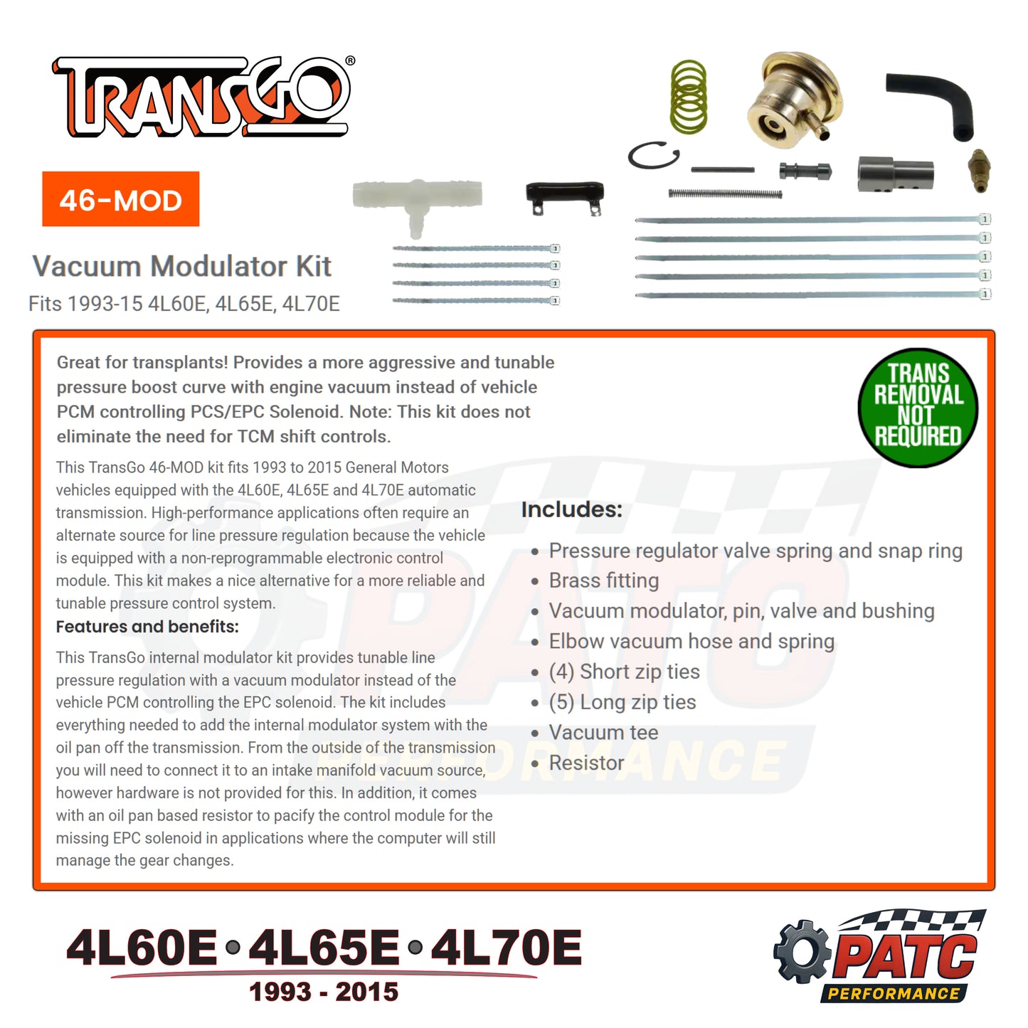 4L60E, 4L65E, 4L70E Pressure Modulator Kit | TransGo 46-MOD